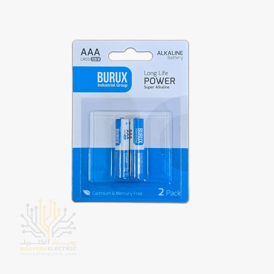 باطری نیم قلمی سوپر آلکالاین برند بروکس کارتی 2 عددی