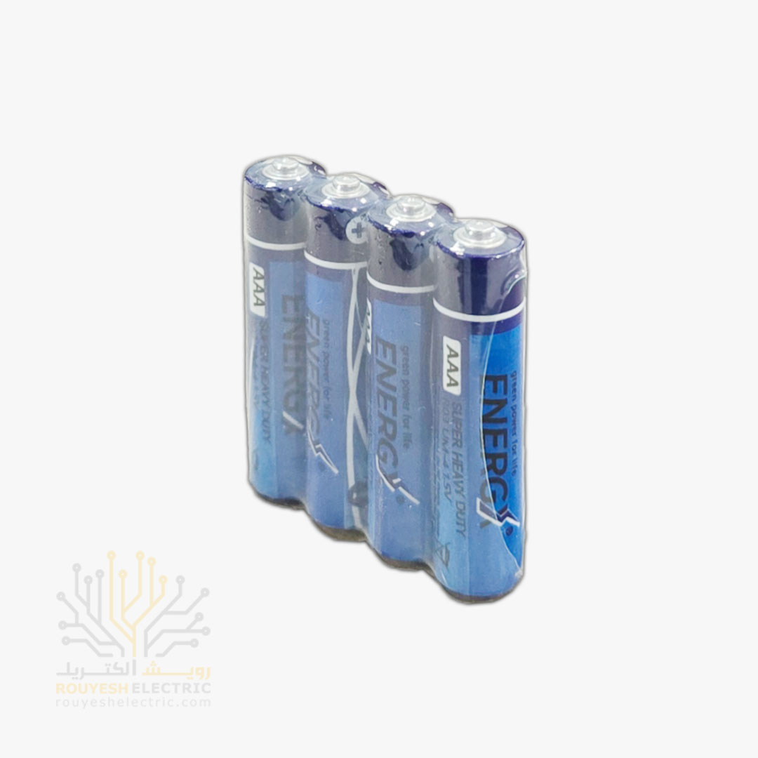 باطری نیم قلمی معمولی برند انرژیکس شیرینگ 4 تایی