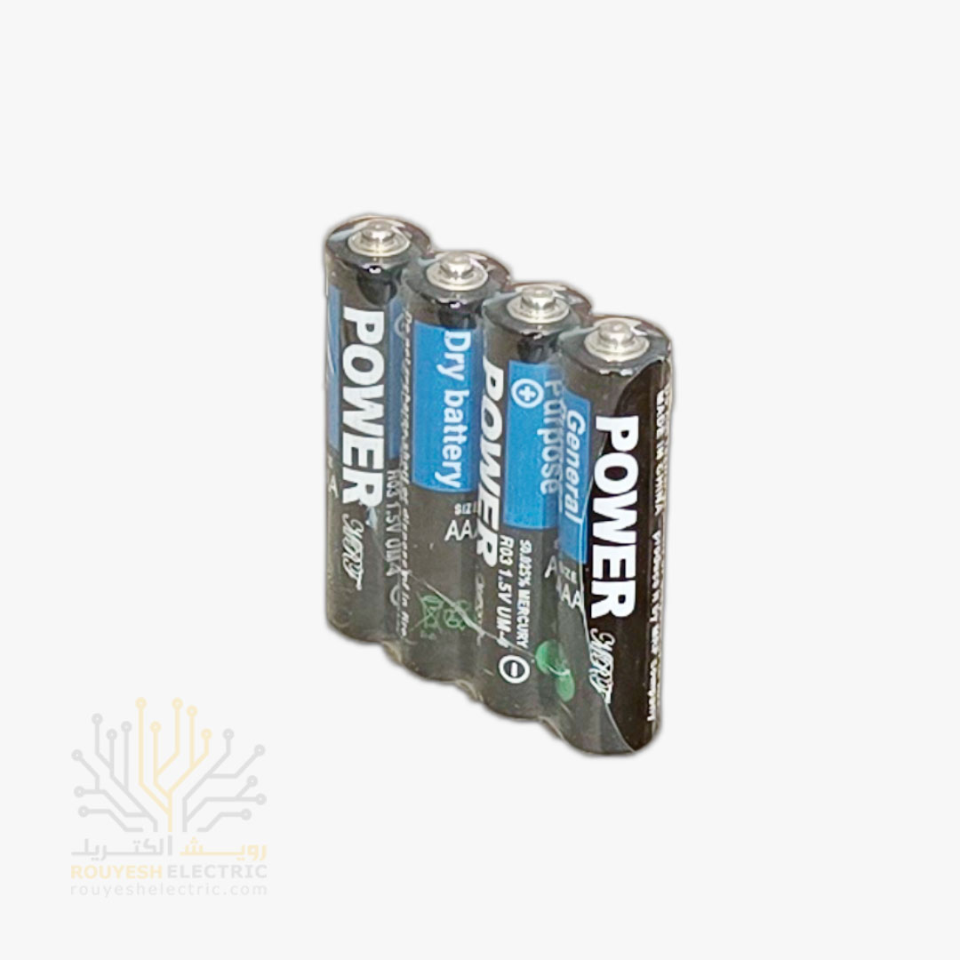 باطری نیم قلمی معمولی برند پاور شیرینگ 4 عددی