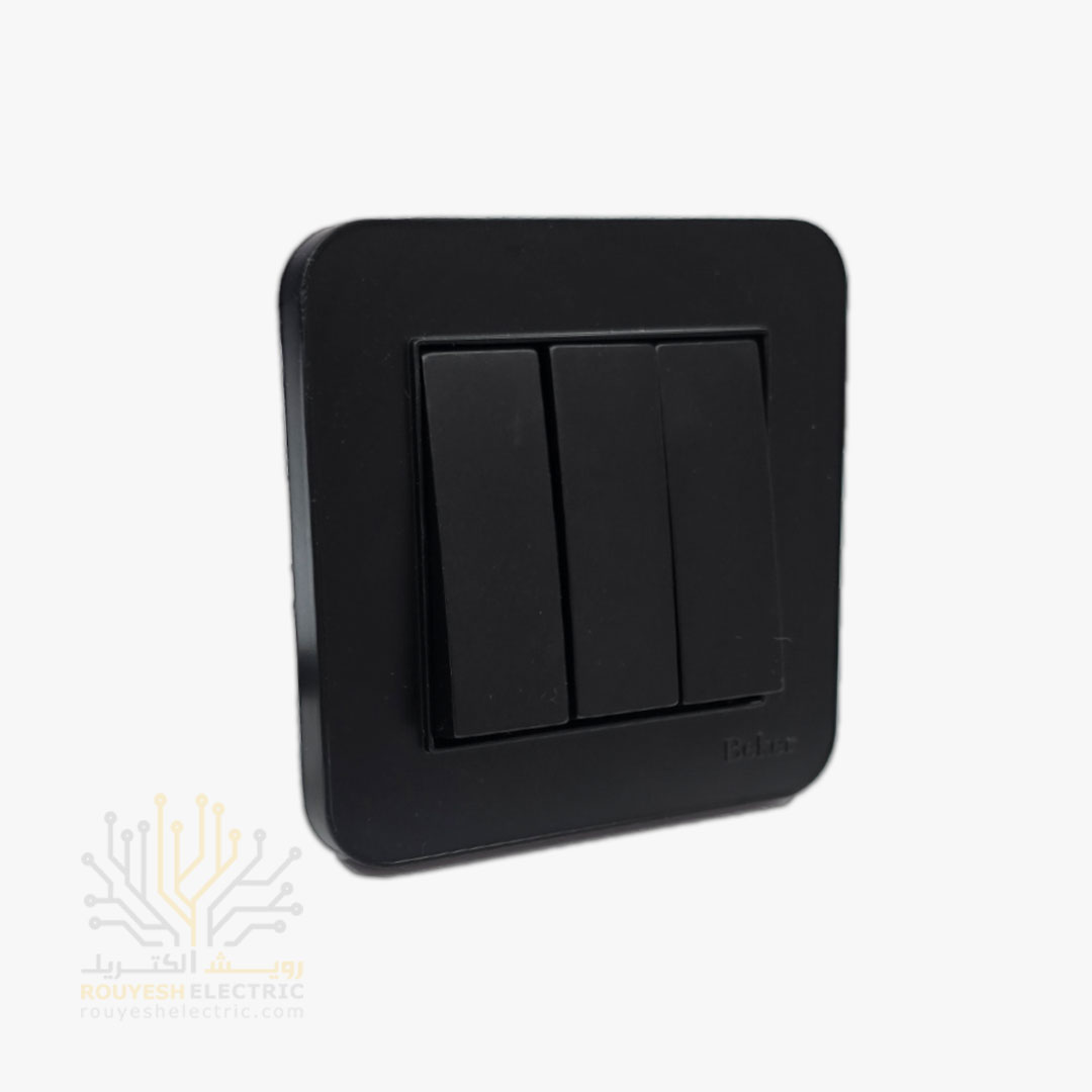 کلید سه پل توکار برند بکر مدل آتا مشکی