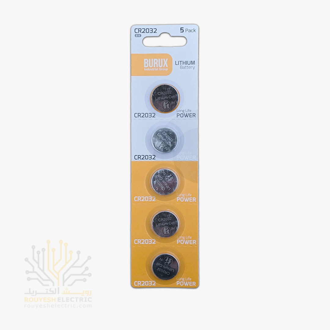 باطری سکه ای 2032 برند بروکس کارت 5 عددی