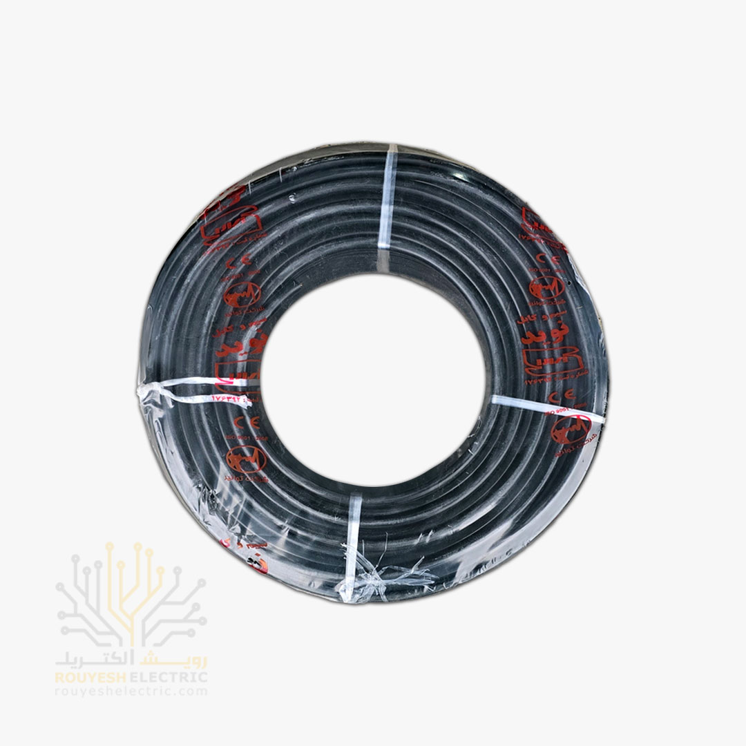 کابل برق نمره 2x4 برند نوید استاندارد حلقه 100 متری