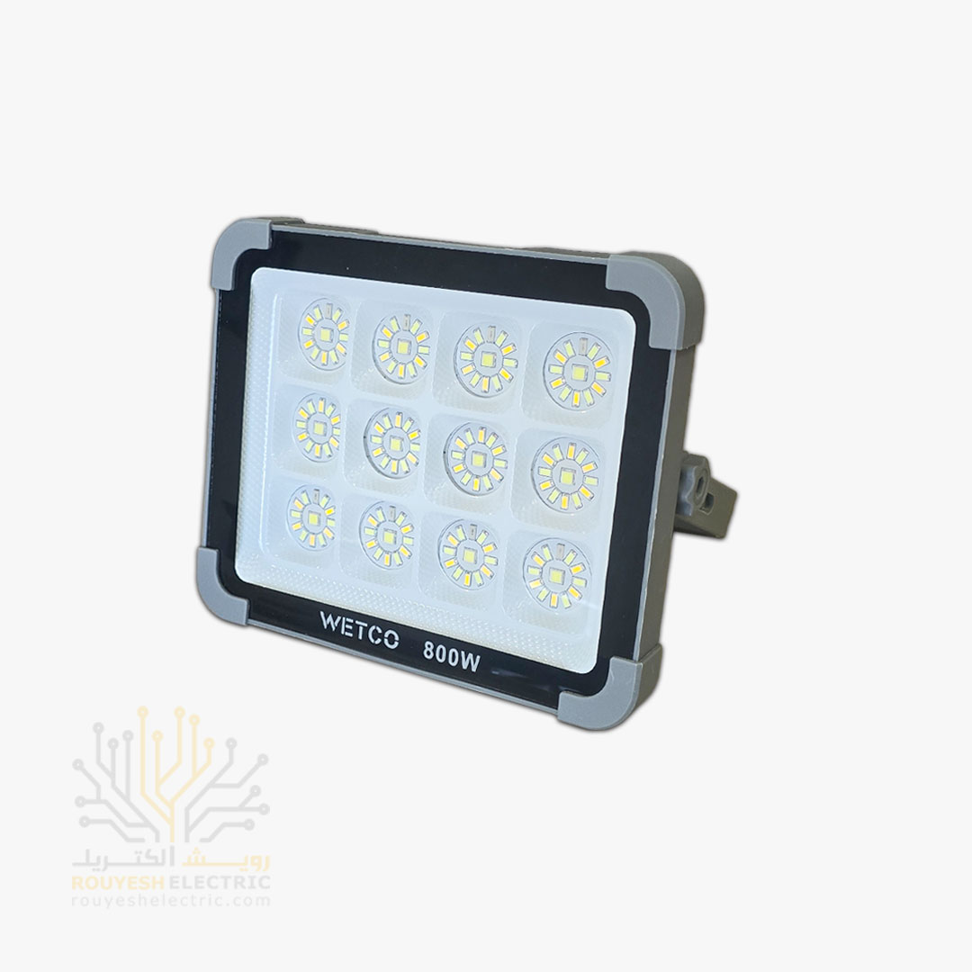 چراغ اضطراری پروژکتوری 156 SMD برند وتکو  پنج حالته 800 وات دارای پنل خورشیدی