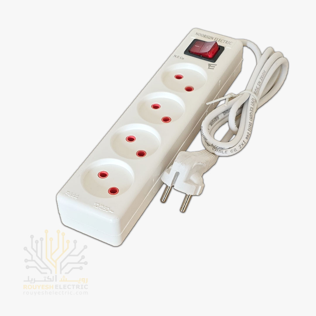 چهار راهی برق سیار برند نورسان کلید دار طرح استاندارد کابل 1/5 متری