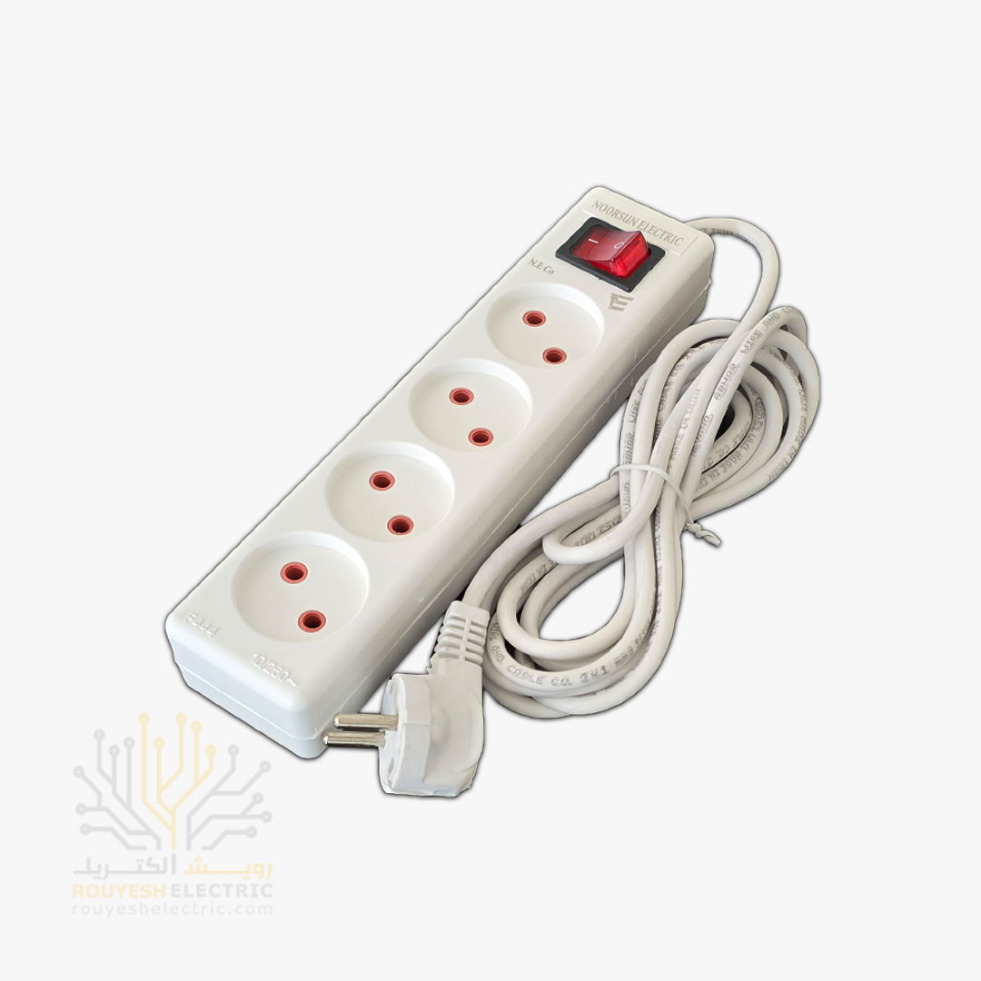 چهار راهی برق سیار برند نورسان کلید دار طرح استاندارد کابل 3 متری