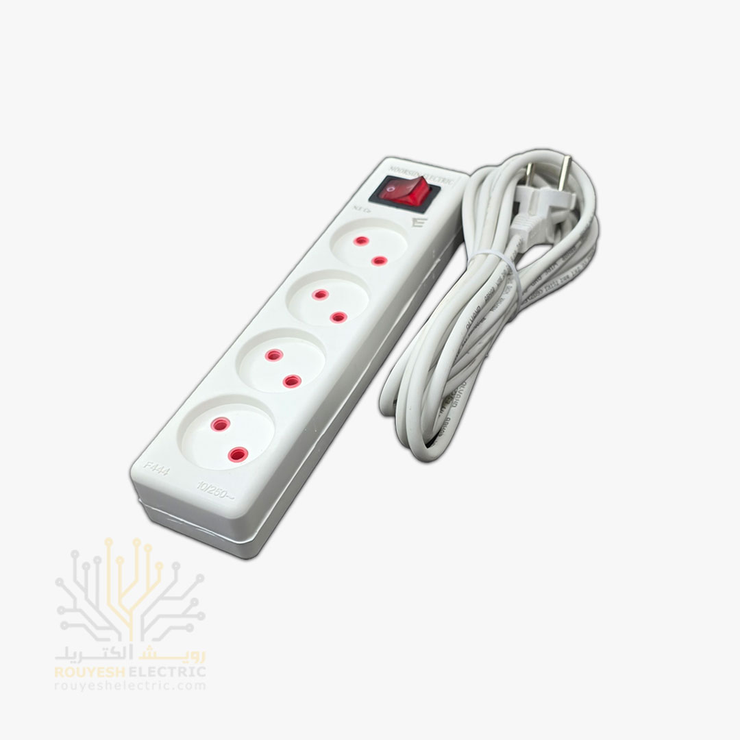 چهار راهی برق سیار برند نورسان کلید دار طرح استاندارد کابل 5 متری