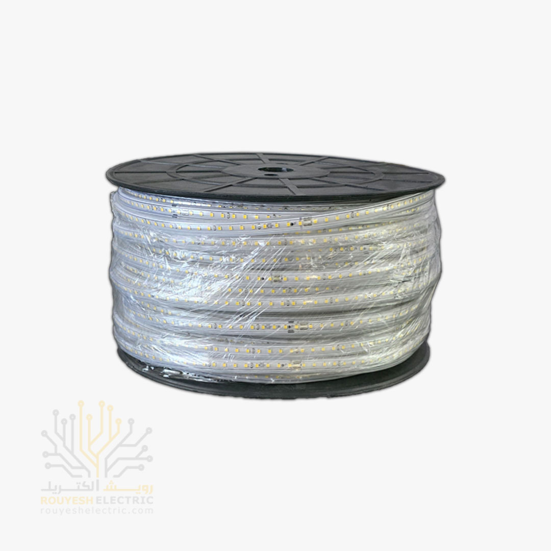 ریسه شلنگی وایرلس برند شارو لایت 28x35 تک لاین تراکم 120 برش 20 سانت 10 میل رنگ انبه ای 100 متری