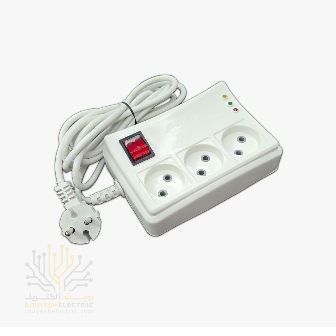 محافظ برق یخچال برند فروزش مدل FR231 کلید دار 3 خانه 2/8 متری