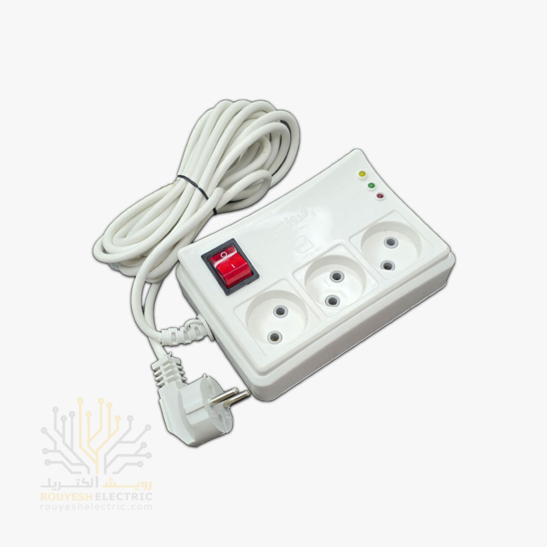 محافظ برق یخچال برند فروزش مدل FR231 کلید دار 3 خانه 4/8 متری