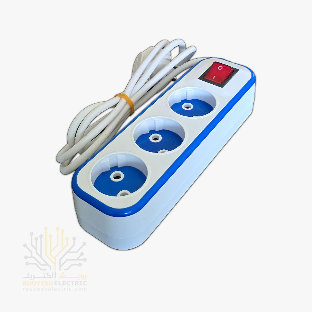 سه راهی برق سیار برند دینا بدنه سفید مغز کابل مس کابل 1/8 متری